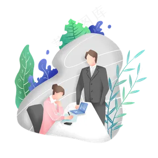 商务办公绿植噪点风格,免抠元素