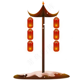 雪中的红灯笼,免抠元素
