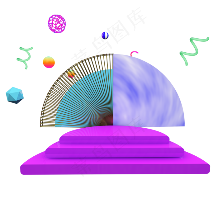 C4D紫色电商促销立体装饰展台