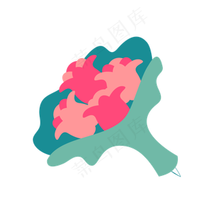 绿色情人节玫瑰花束免扣图标