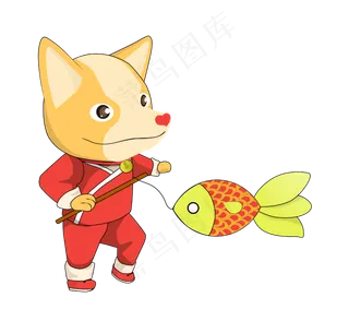 黄色卡通小狗拿花灯玩耍,免抠元素