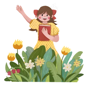 五四青年节拿书挥手的女生
