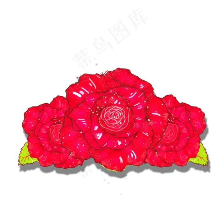 手绘玫瑰花装饰样式透明底可商用(1024X1024(DPI:300))psd模版下载