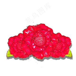 手绘玫瑰花装饰样式透明底可商用