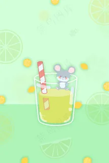 简约清新绿色卡通鼠年背景