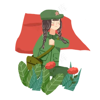 七一建党节女孩png素材,免抠元素