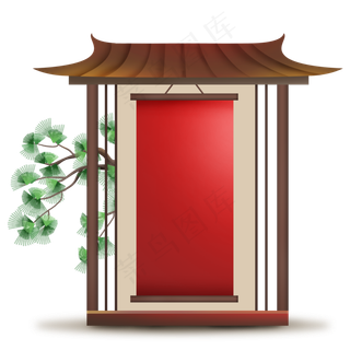 中国风屏风卷轴边框