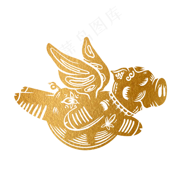 2019新年手绘卡通剪纸猪,免抠元素(2048X2048(DPI:132))psd模版下载