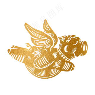 2019新年手绘卡通剪纸猪,免抠元素