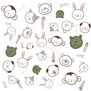 卡通迷你印花图案,免抠元素