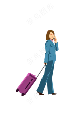 春分提行李箱的女人免扣元素,免抠元素