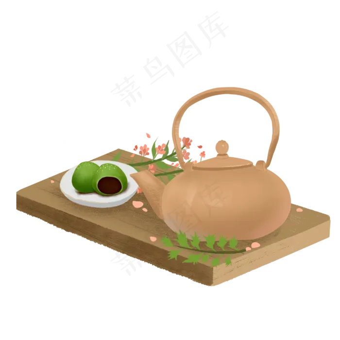 果子青团清明节气美味茶,免抠元素(3000X3000(DPI:300))psd模版下载