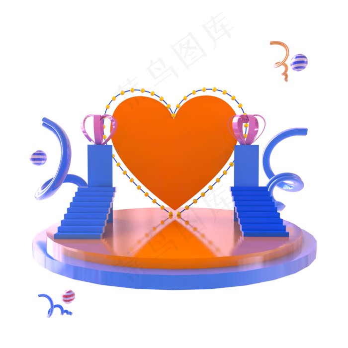 C4D立体爱心618电商展台(2000*2000px 300 dpi )