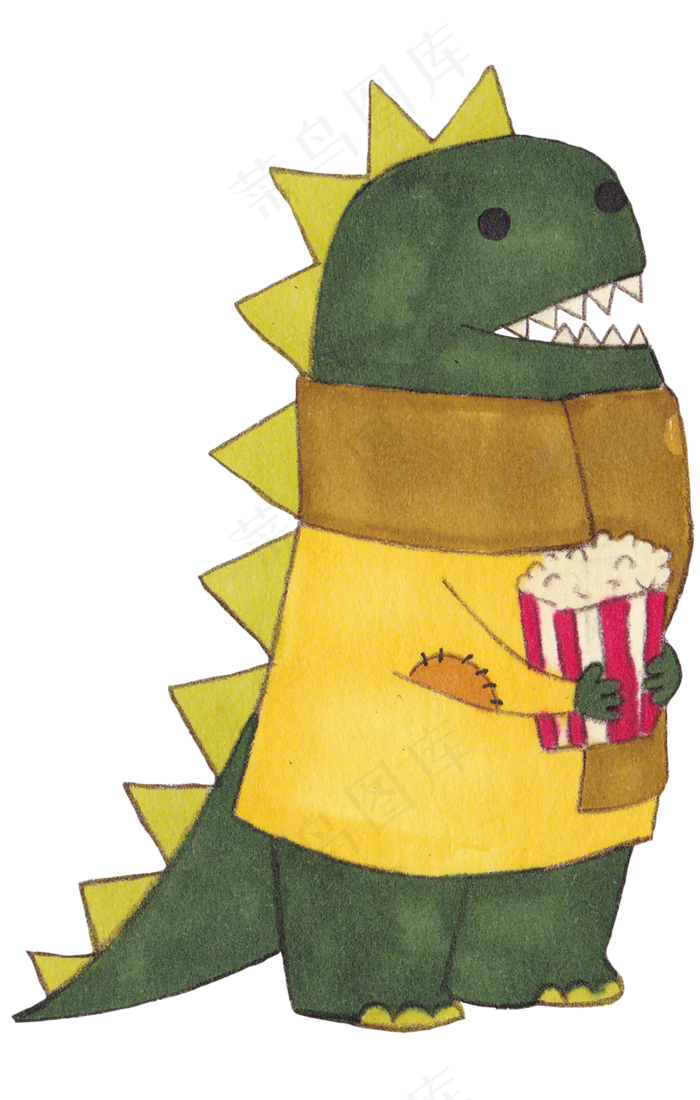 水彩手绘创意小恐龙插画