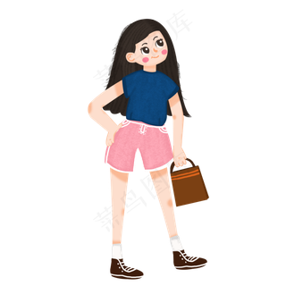 可爱女孩双十一购物元素