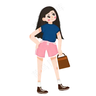 可爱女孩双十一购物元素