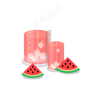 矢量手绘卡通西西瓜汁,免抠元素