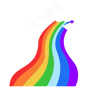 卡通云朵儿童画彩虹跑道滑梯,免抠元素