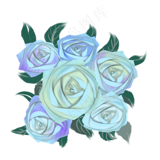 玫瑰花花束叶子求婚蓝色免扣