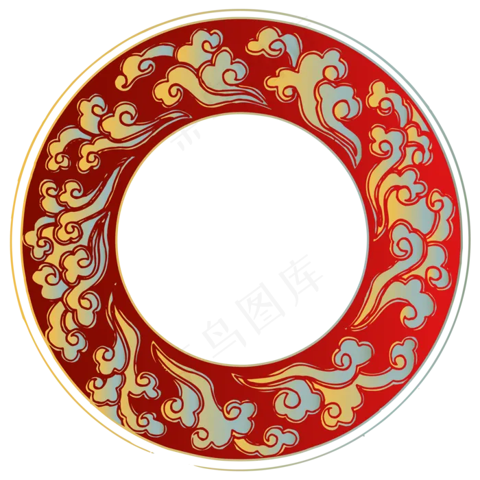 中国风描金云纹边框(2000*2000px 300 dpi )ai矢量模版下载