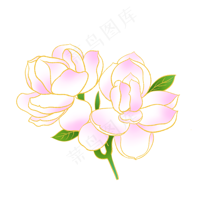 新中式国潮风白色茉莉花