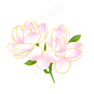 新中式国潮风白色茉莉花