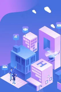 蓝色渐变商务商业城市背景