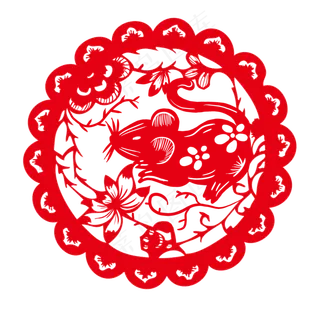 窗花鼠年剪纸免抠素材