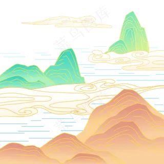 中式国潮山水祥云