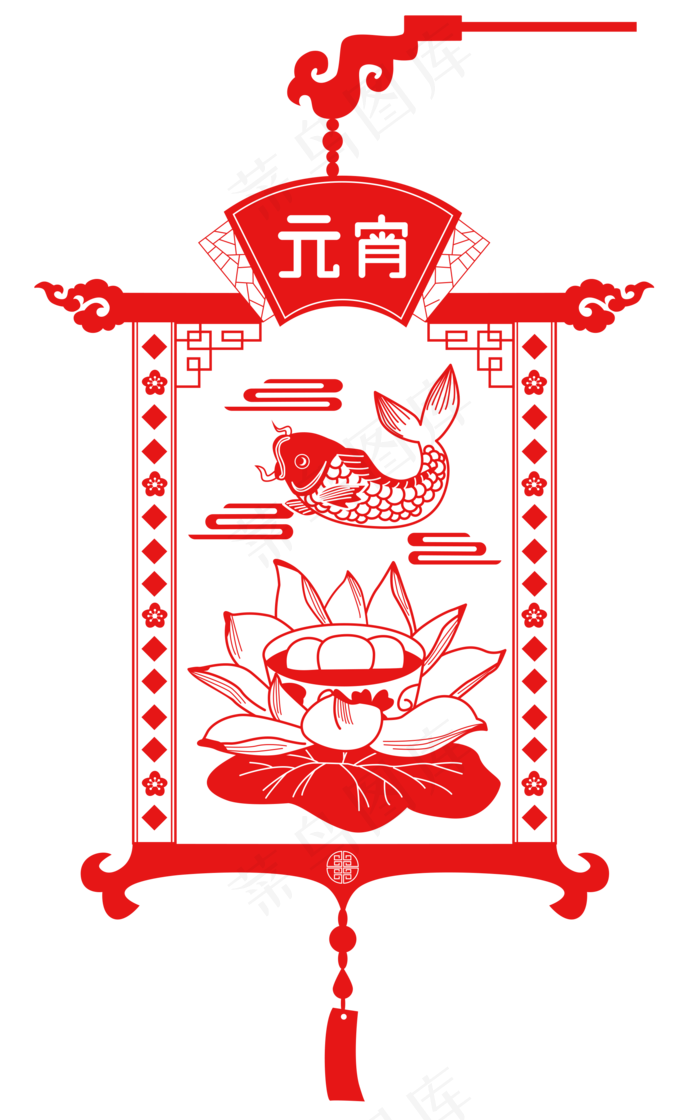 2019年元宵节锦鲤灯笼中国风喜庆�,免抠元素