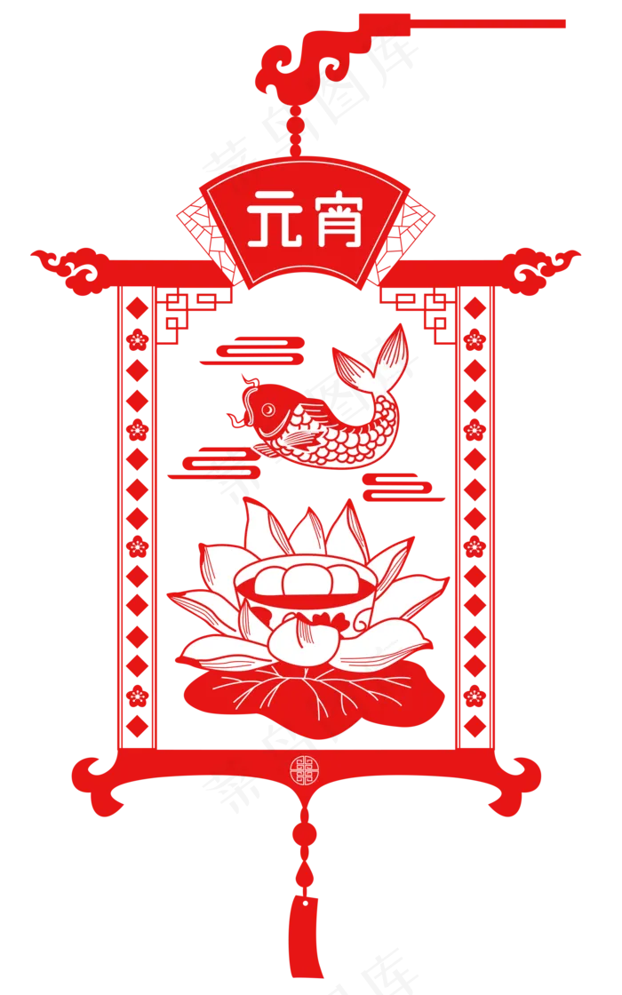 2019年元宵节锦鲤灯笼中国风喜庆�,免抠元素(2000X2000(DPI:72))ai矢量模版下载