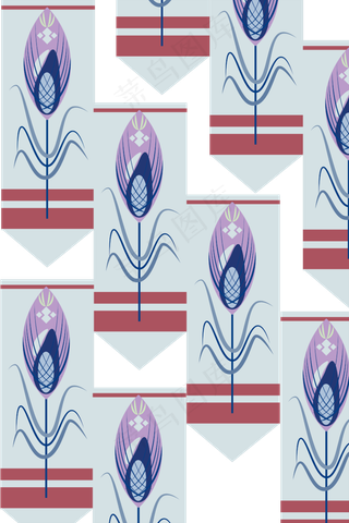 国风扁平叶子装饰图