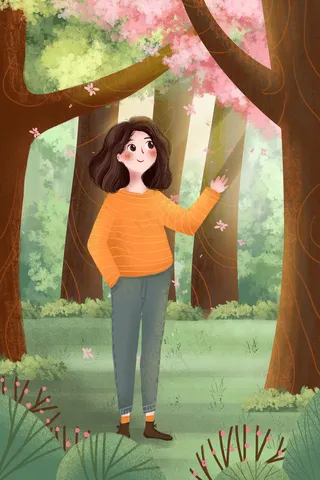 小清新春日女孩赏樱花