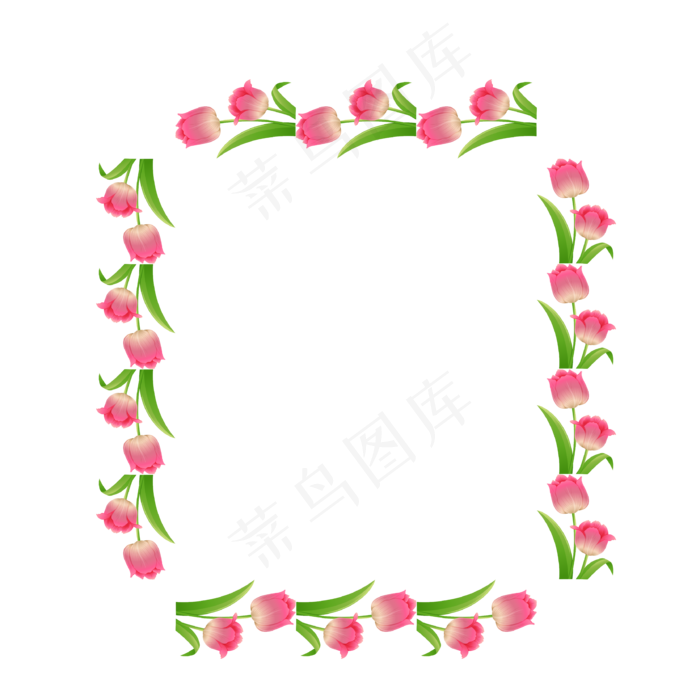 矢量卡通扁平化粉色玫瑰边框(800X800)eps,ai矢量模版下载