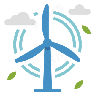 旋转的蓝色风车环保