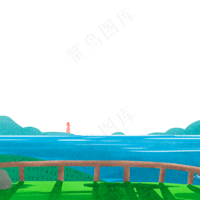 漂亮蓝色风景背景画免抠图