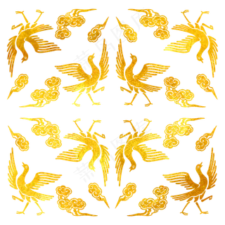 中国风金色三足乌纹样