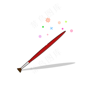 手绘矢量MBE水彩扇形笔