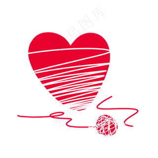 红色手绘通用爱心毛线球