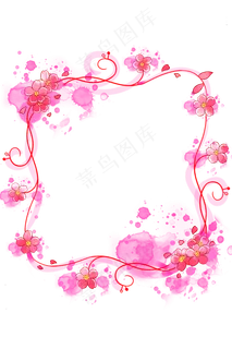 水彩樱花花边框