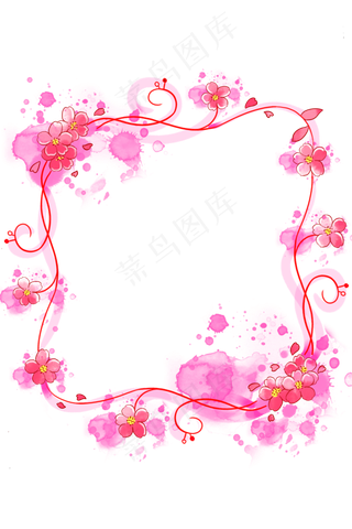 水彩樱花花边框