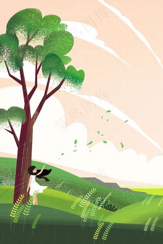 春天自然风景女孩游玩插图