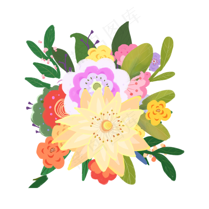 花束花朵黄色(2200X2200(DPI:300))psd模版下载
