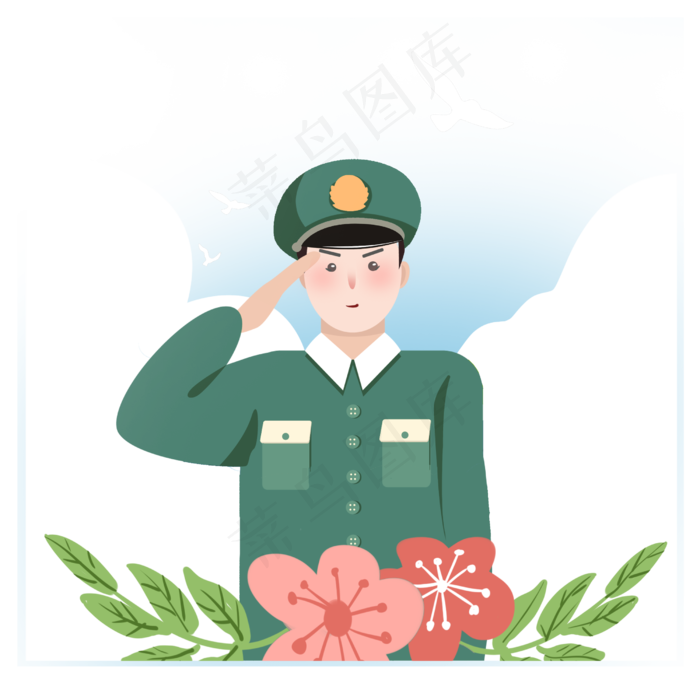 建军节军人敬礼素材(2500X2500(DPI:300))psd模版下载