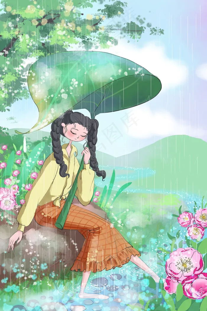 二十四节气浪漫谷雨(3545X5315(DPI:300))psd模版下载