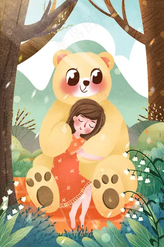 小清新春天节气女孩春困