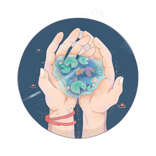 创意荷花夏天手幻想梦想PNG