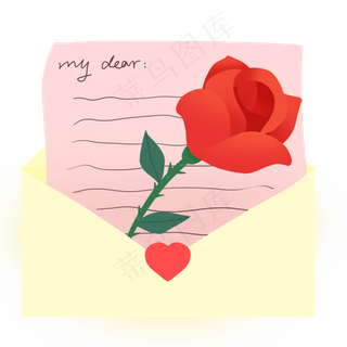 情人节情书与玫瑰免抠PNG素材