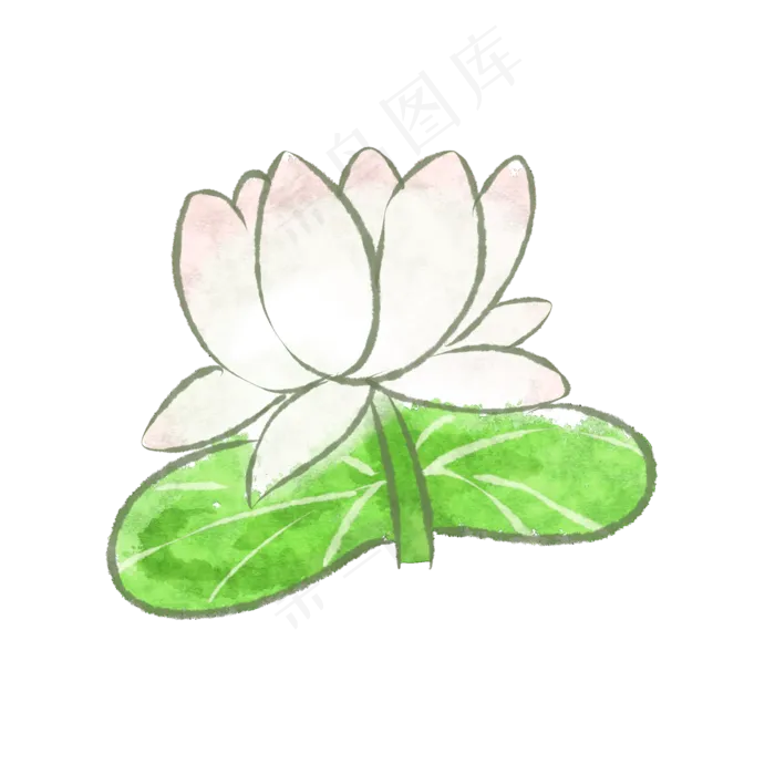 一支水彩风格的荷花(2100X2100(DPI:300))psd模版下载