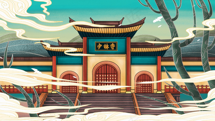 古风建筑少林寺中国风(2880*1620px 300 dpi )